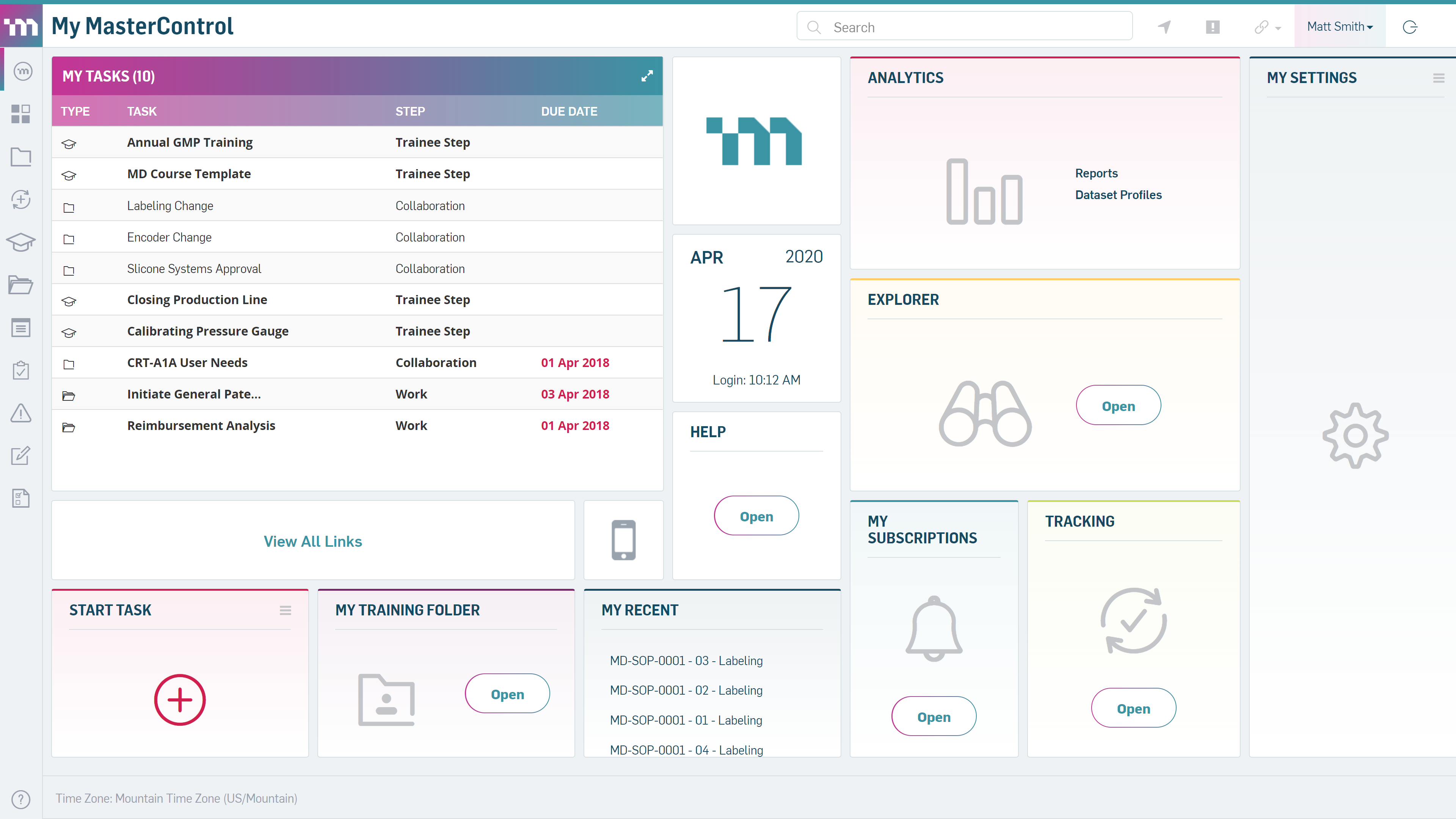 screenshot of MasterControl Manufacturing Excellence